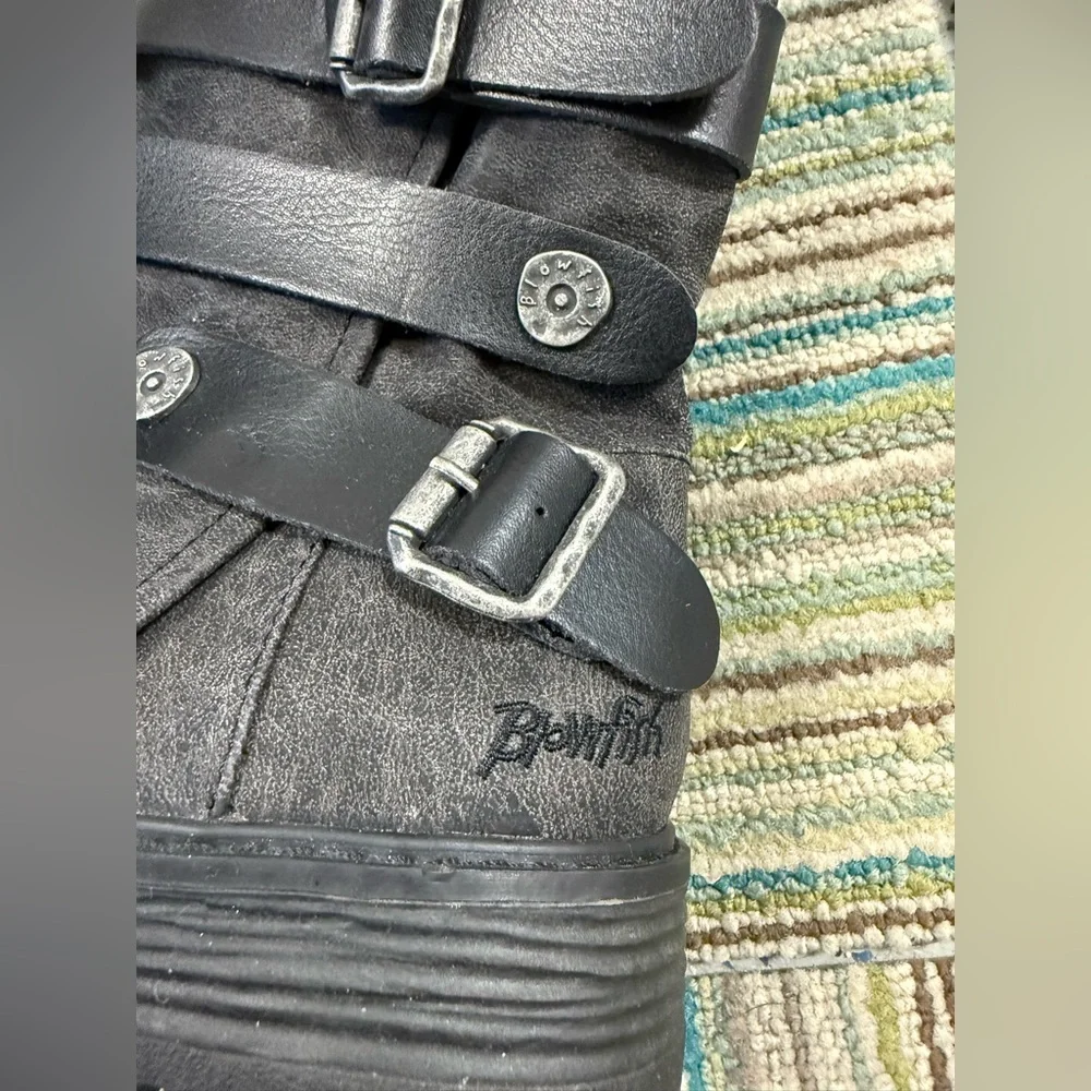 Blowfish Malibu Rider Moto Boots Black | Buckle Strap Vegan Boots | Size 7 - Picture 8 of 11